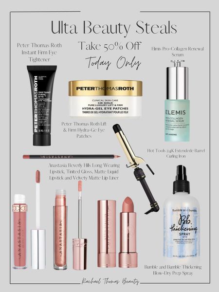 Todays Ulta Beauty Steals! Up to 50% off Peter Thomas Roth, Elemis, Hot Tools and Anastasia Beverly Hills Lip Products!

#LTKbeauty #LTKsalealert #LTKover40