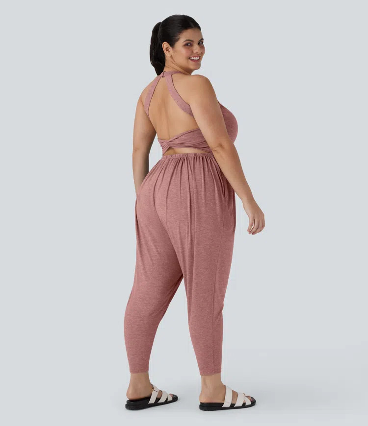 Women’s Harem Casual Plus Size Jumpsuit with Pocket-Easy Peezy Edition - Halara | HALARA