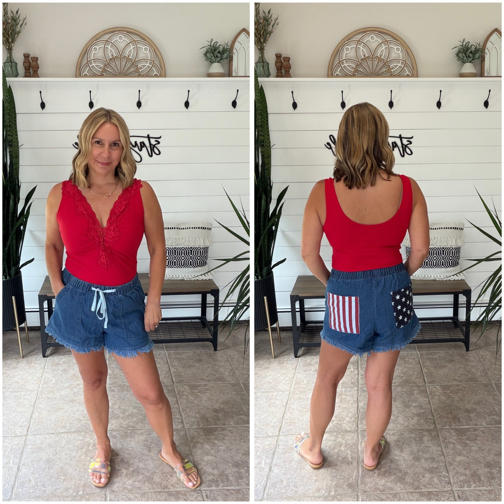 Red white and blue outfit!
The shorts are so fun and perfect for 4th of July parties  🇺🇸 I'm wearing a medium in top and shorts
#LTKOver40 #LTKSaleAlert
#LTKmomlife

#LTKPetite #LTKSeasonal #LTKootd