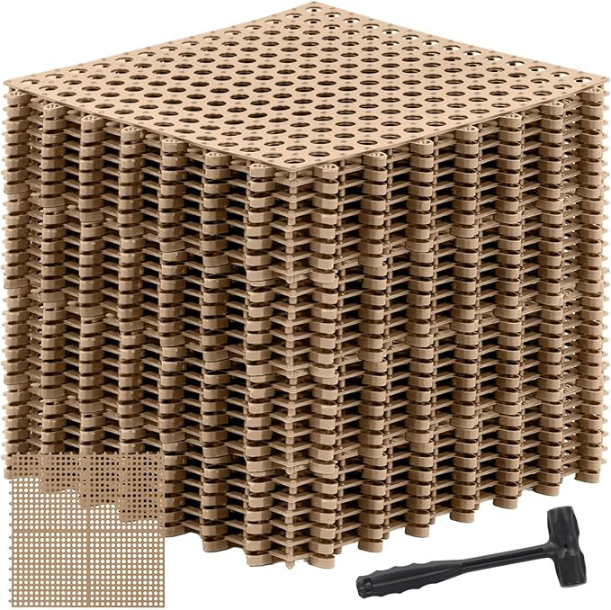 24 Pack Drainage Tiles Modular Interlocking Floor Tiles with 1 Pc Plastic Hammer 12" x 12" Cushio... | Amazon (US)