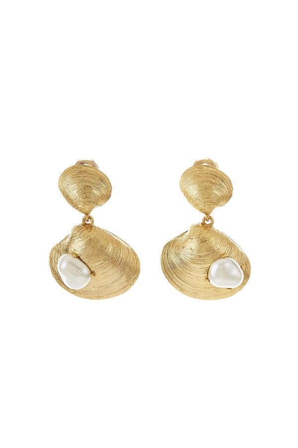 Oscar de la Renta Clam Shell Earrings | Orchard Mile