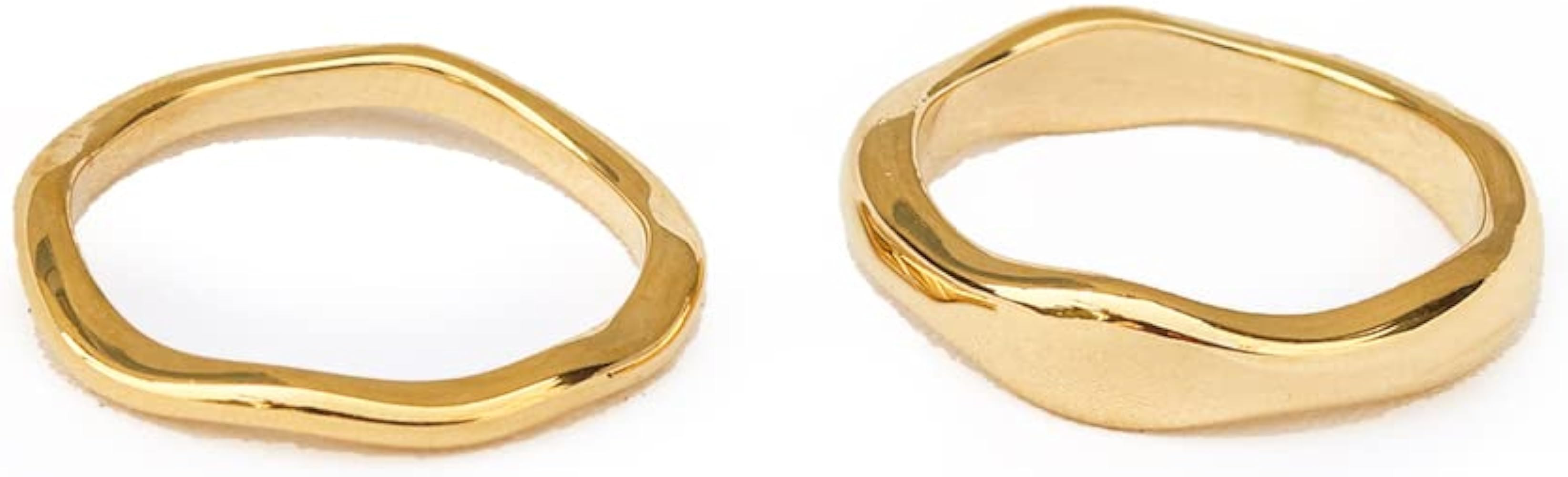 JewelVerse 18K Gold Plated Irregular Ring For Women | Gold Rings For Women | Stackable Rings | Cl... | Amazon (US)