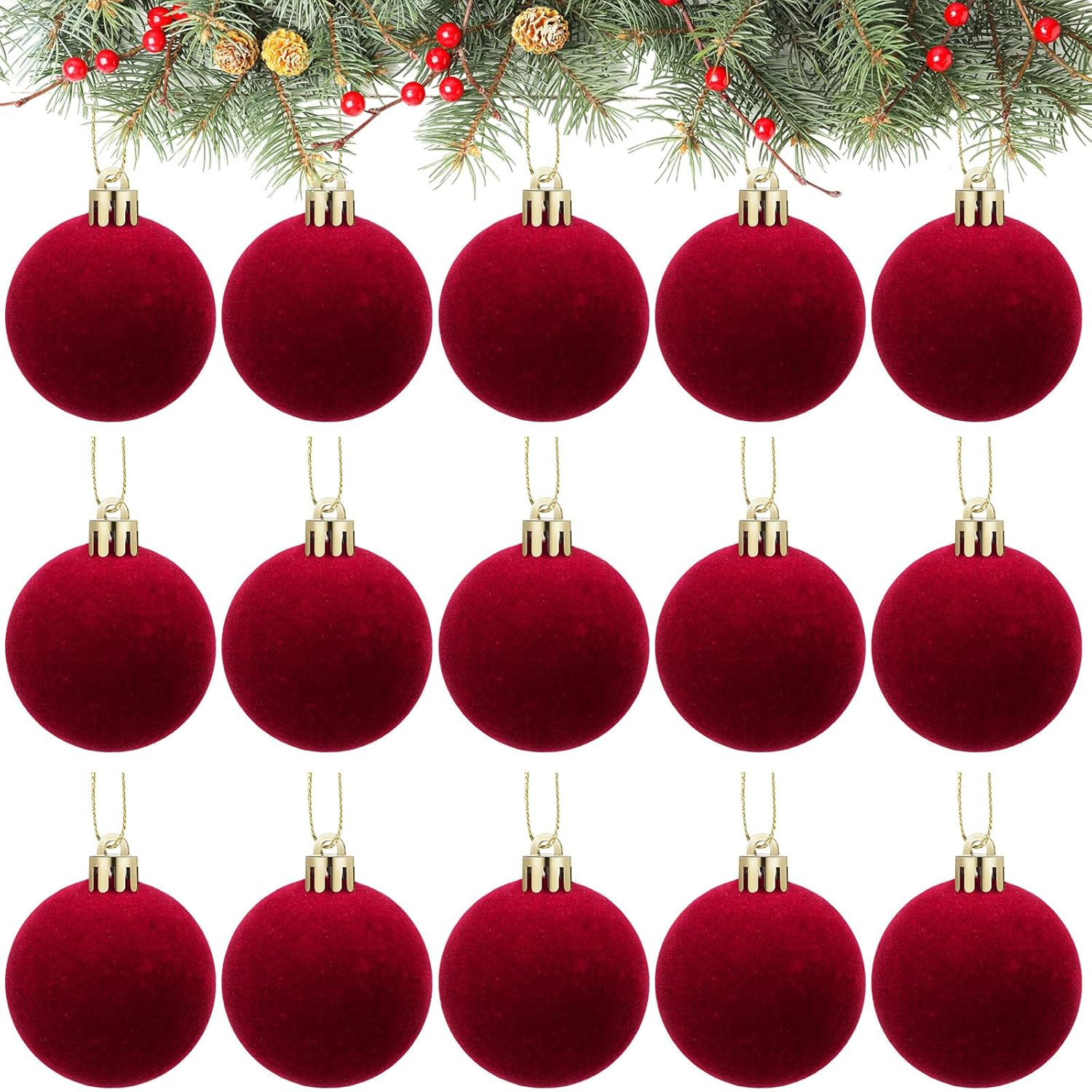 Menkxi 15 Pcs Christmas Tree Decorations 2'' Christmas Ball Ornaments Xmas Ornaments Decorative H... | Amazon (US)