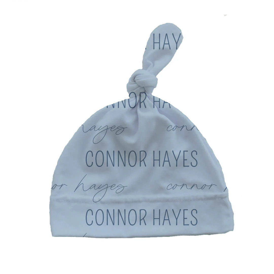 Light Dusty Blue Personalized Knotted Hat | Caden Lane