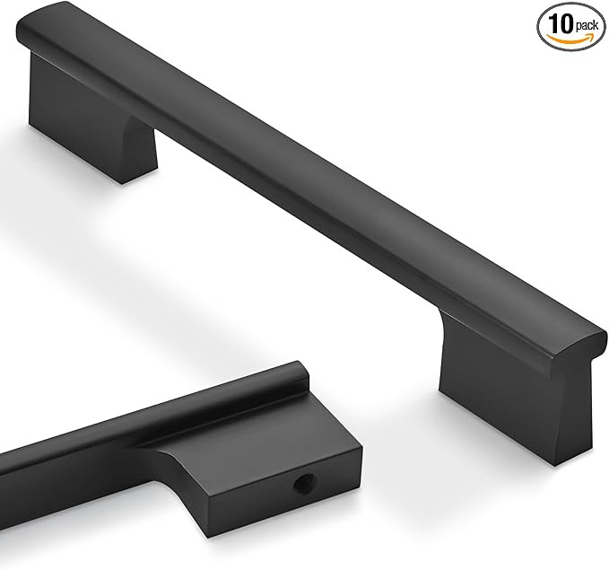 10 Pack Matte Black Cabinet Pulls 5 Inch Hole Centers Kitchen Cabinet Handles Black Drawer Pulls ... | Amazon (US)