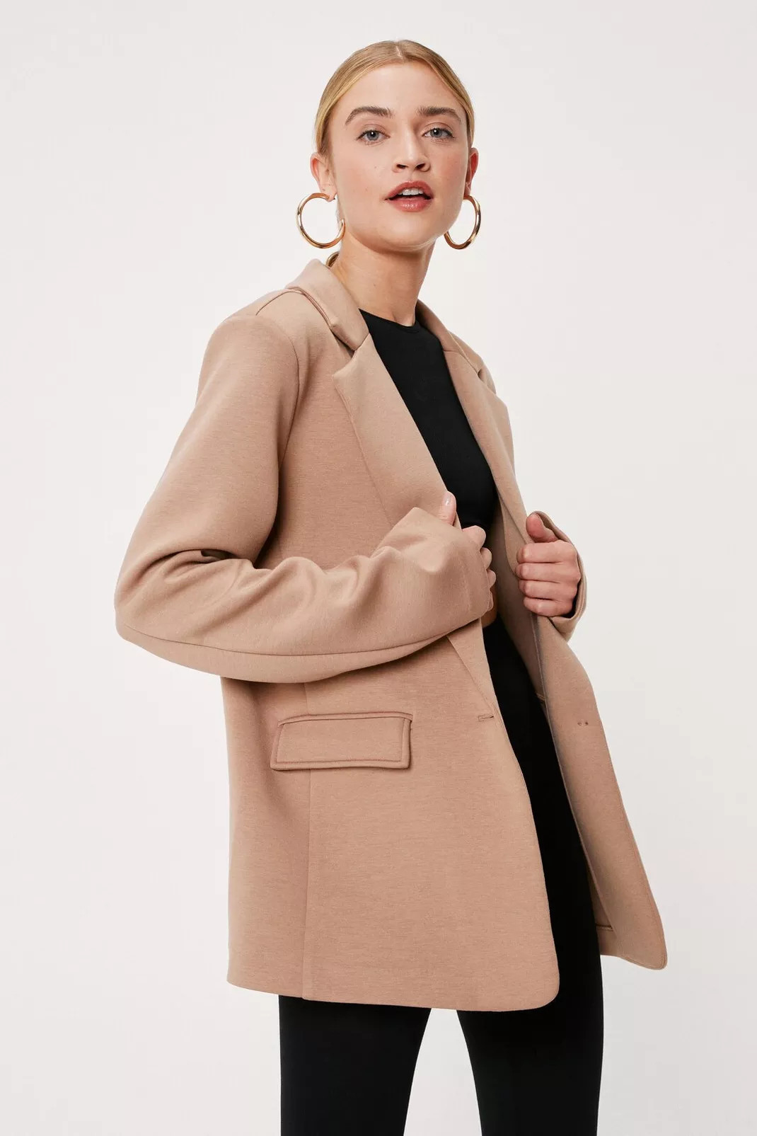 Neoprene Tailored Oversized Front Pocket Blazer | Nasty Gal (US)