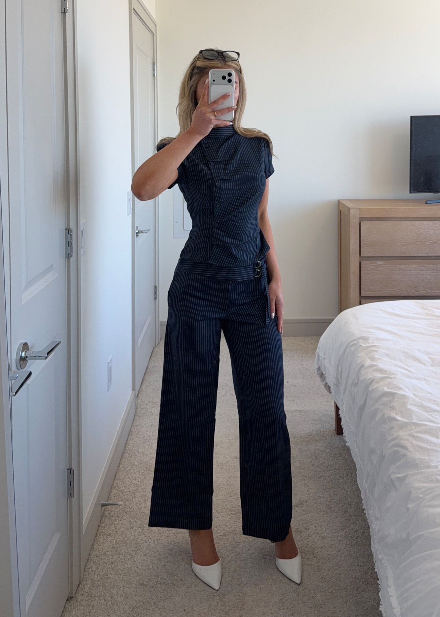 cute pinstripe set under $100! 

#LTKootd #LTKWorkwear