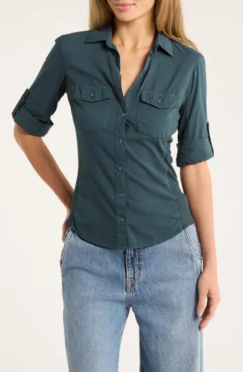 James Perse Three-Quarter Sleeve Button-Up Shirt | Nordstromrack | Nordstrom Rack