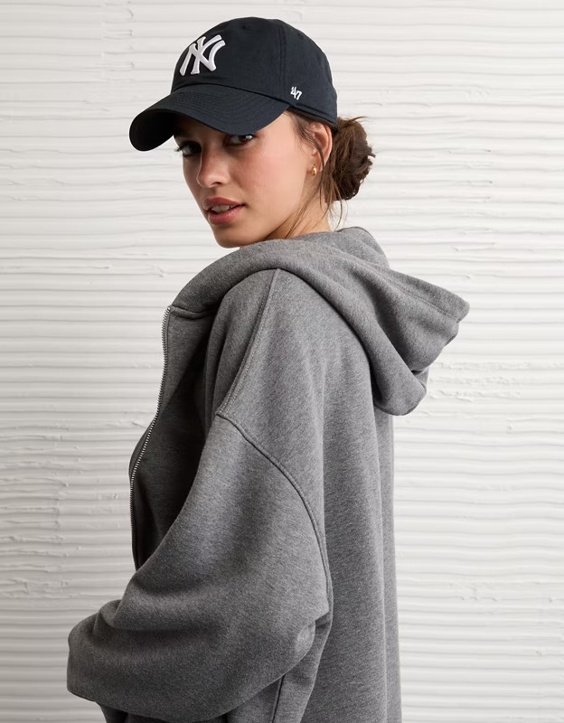 AE Everyday Luxe Oversized Zip-Up Hoodie | American Eagle Outfitters (US & CA)