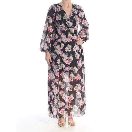 INC Womens Pink Sheer Floral Raglan V Neck Maxi Empire Waist Dress Petites Size: S | Walmart (US)