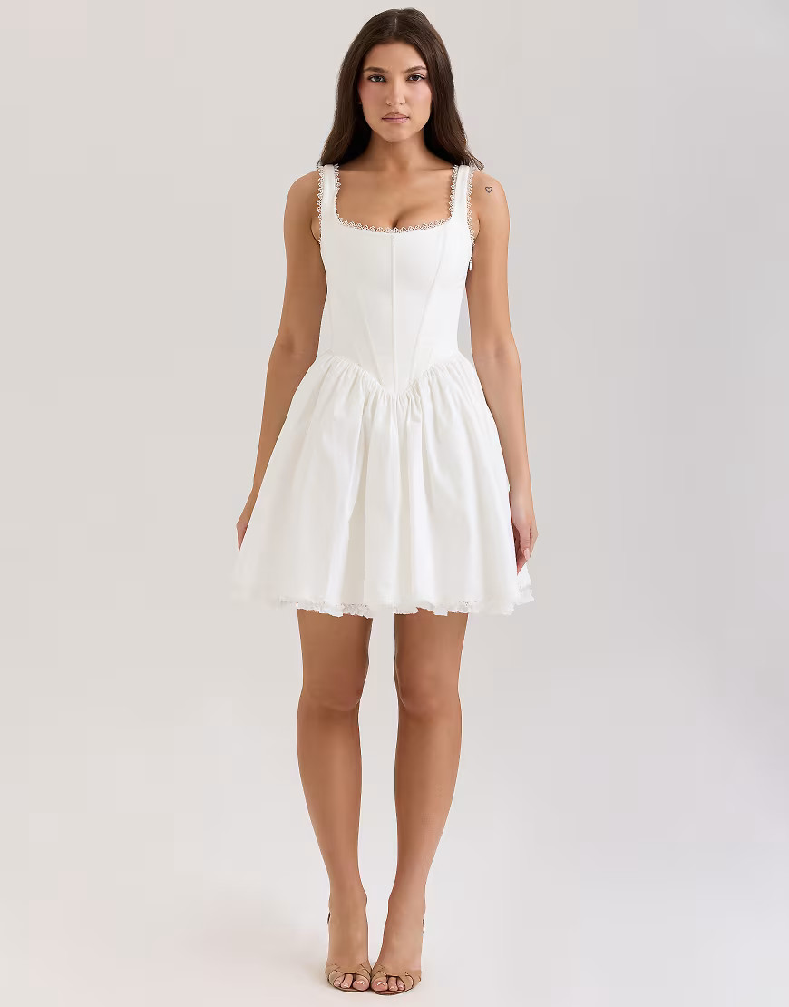 House of CB Letitia cotton mini dress in white | ASOS (Global)