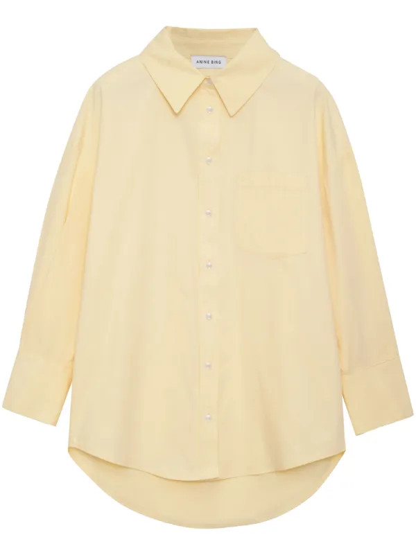 ANINE BING Mika long-sleeve Shirt | Yellow | FARFETCH | Farfetch Global
