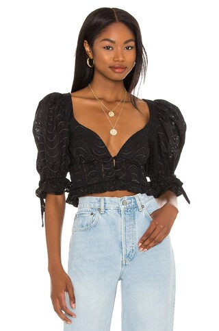For Love & Lemons Jean Blouse in Black from Revolve.com | Revolve Clothing (Global)