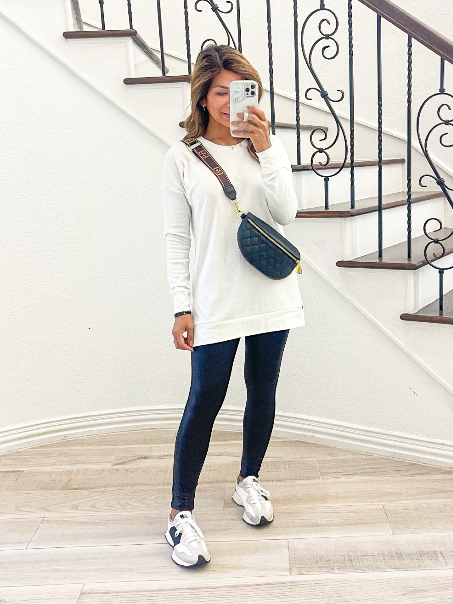 Bestselling tunic in xs, if you want looser sleeves size up, Spanx look for less leggings in small, New Balance shoes fit tts. Belt bag linked. 

Amazon finds, casual outfit, fall outfit, fall fashion, petite style, affordable fashion, fashion over 50, fashion over 40, white sneakers 

#LTKover40 #LTKfindsunder50 #LTKstyletip