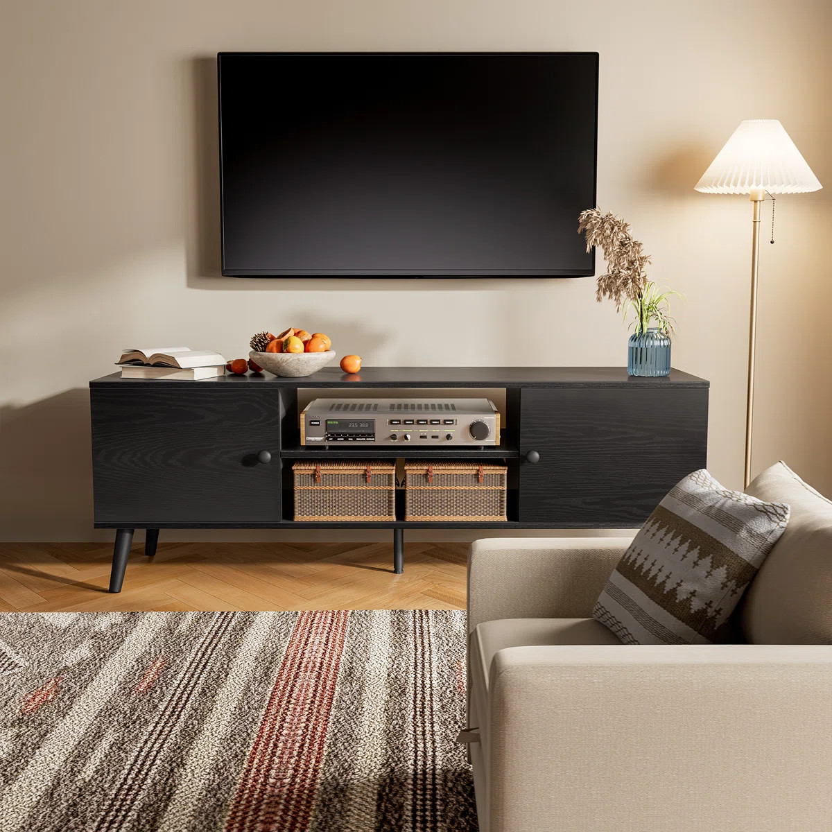 Josebe 65" TV Stand Media Console with Cabinets Adjustable Shelves | Wayfair North America