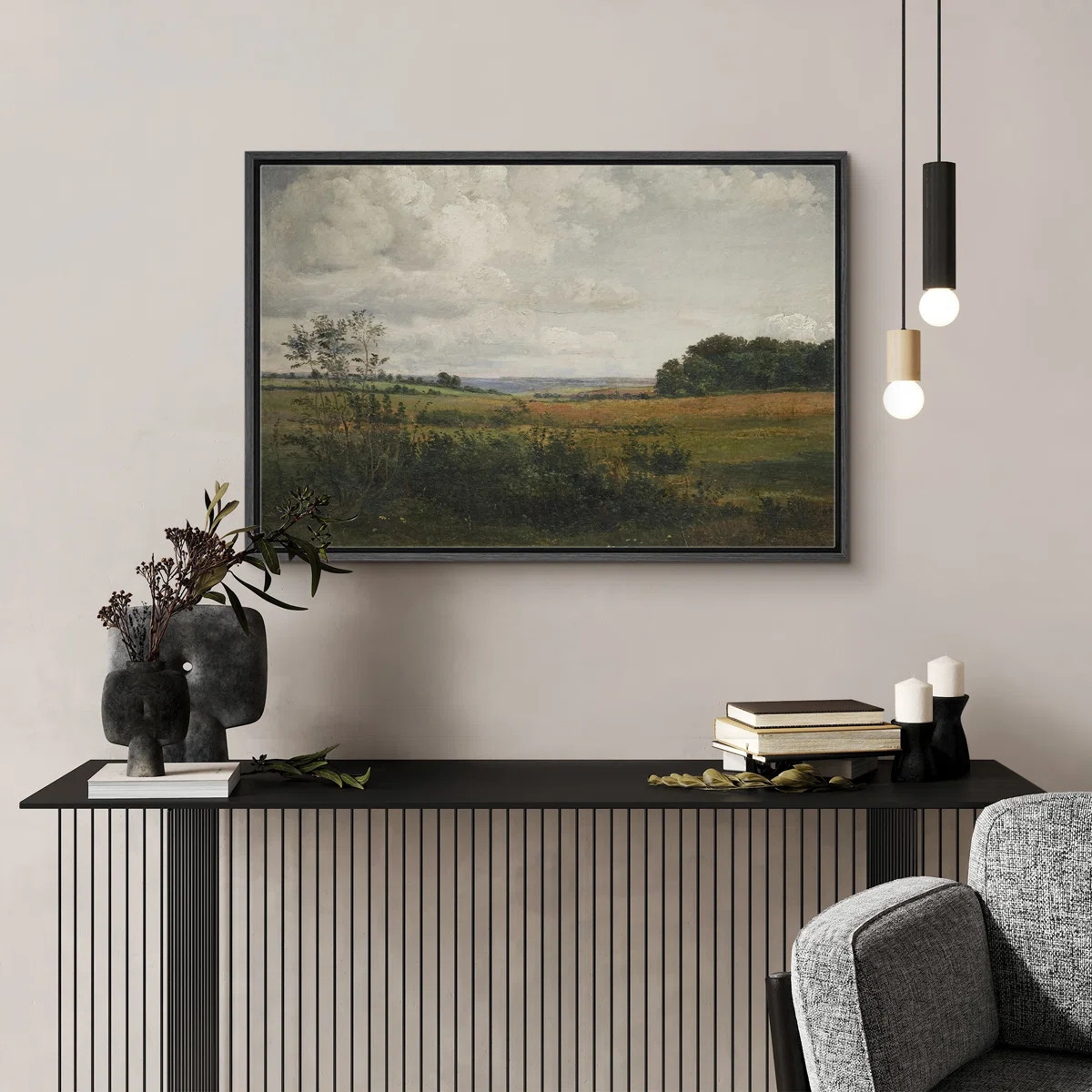 Vintage Rural Countryside Nature Landscape Modern Farmhouse Decor Framed Canvas Print Wall Art | Wayfair North America