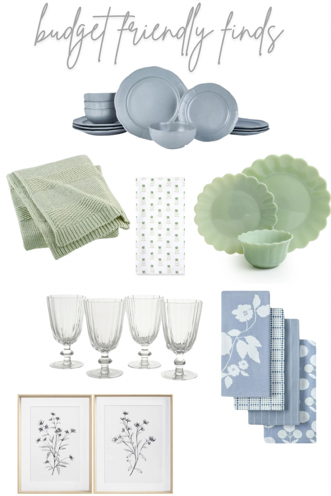 Inexpensive home decor, budget friendly decorating items, dinnerware, plates, dishes, glassware, goblets, kitchen towels , botanical art

#LTKhome #LTKfindsunder50 #LTKfindsunder100