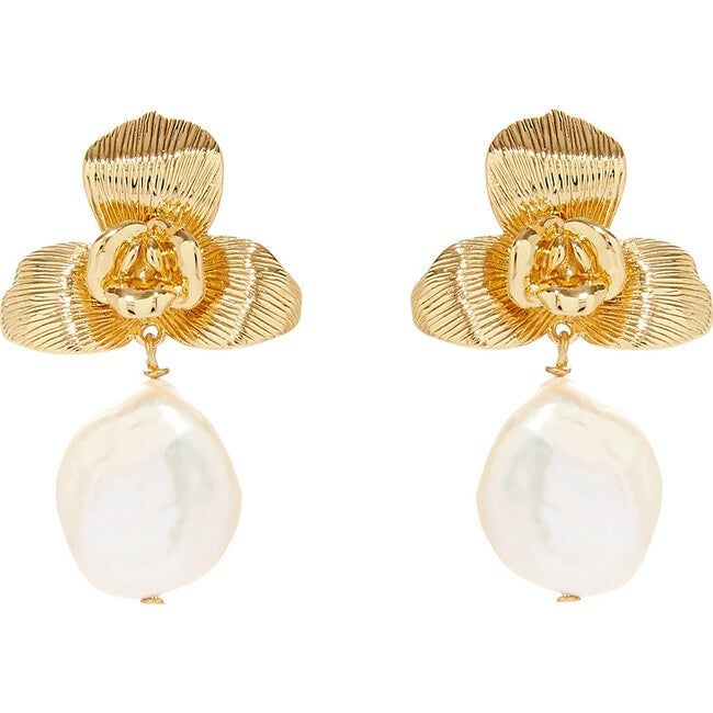 Etta Floral Pearl Drop Earrings | Maisonette