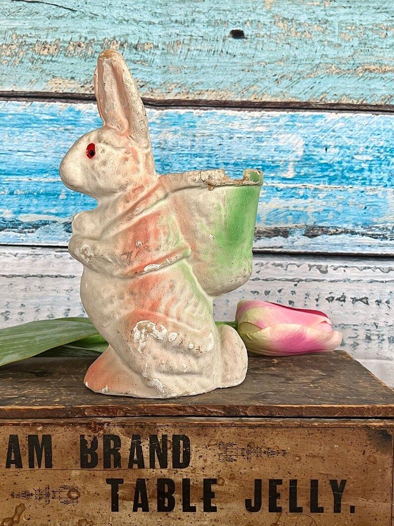Vintage Paper Mache Easter Bunny W/basket Candy Container | Etsy | Etsy (US)