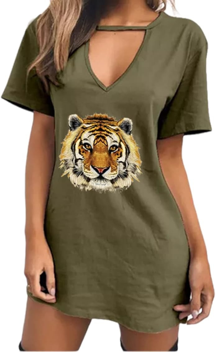 Women's T-Shirt Dress Choker V Neck | Amazon (US)