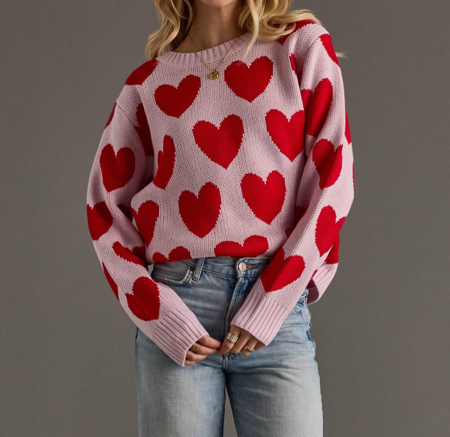 Heart To Heart Sweater In Pink | Shop Simon