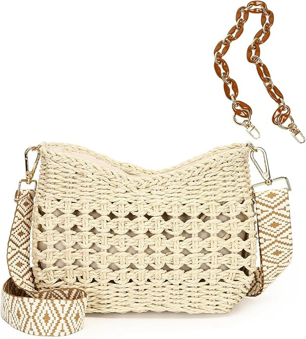Herald Small Handmade Straw Pocketbook Crossbody Bag for Women, Summer Chic Woven Handbag Shoulde... | Amazon (US)
