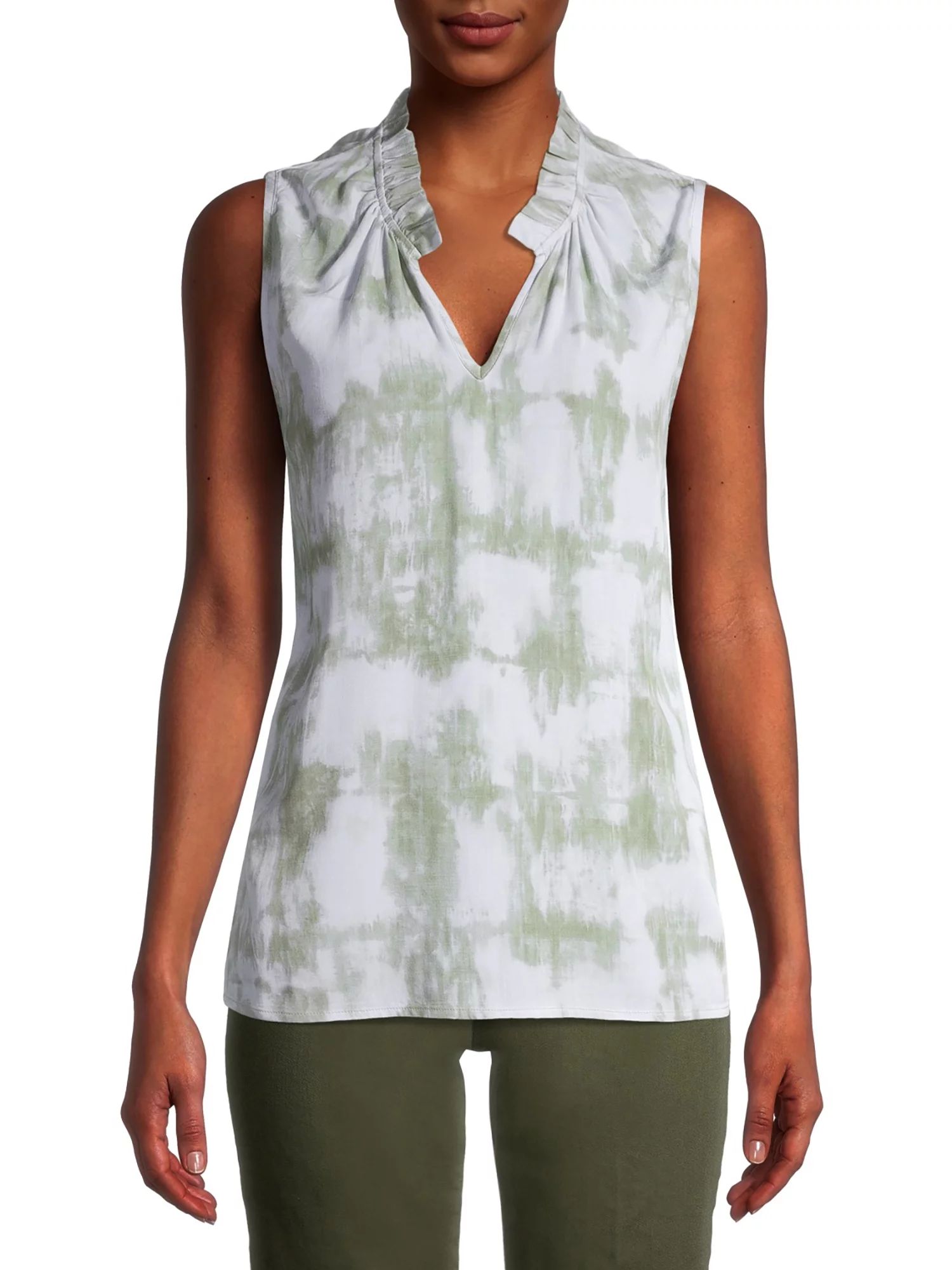 Time and Tru Women's Ruffle Collar Tank | Walmart (US)