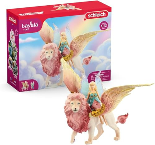 Schleich Bayala - Winged Fairy and Flying Lion Toy Set for Girls and Boys - Moveable Pink Lion and Cute Magnetic Blue Fairy Action Figure - Magical Animal Figurine Playset for Kids Ages 5+ | 70714 | Amazon (US)