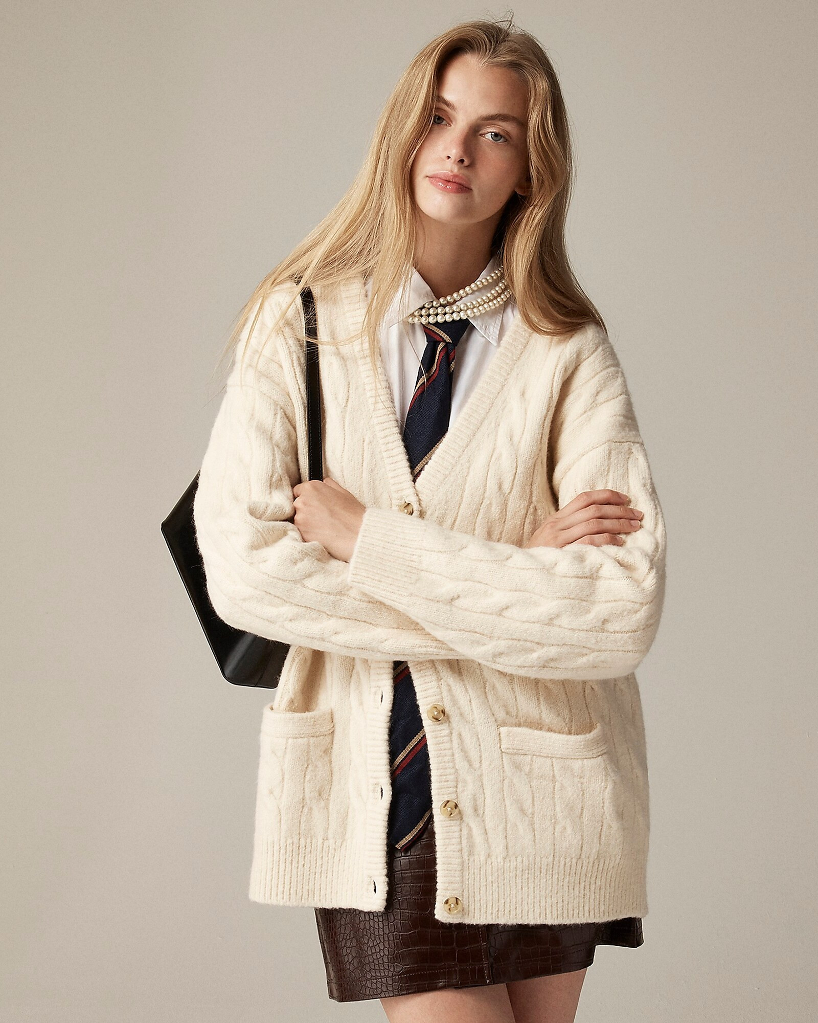 Relaxed cable-knit cardigan sweater | J. Crew US