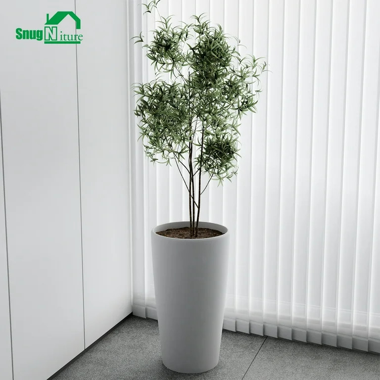 SnugNiture Set of 2 Round 22-Inch Tall Planters, White \u2013 Large Indoor/Outdoor Pots with Drai... | Walmart (US)