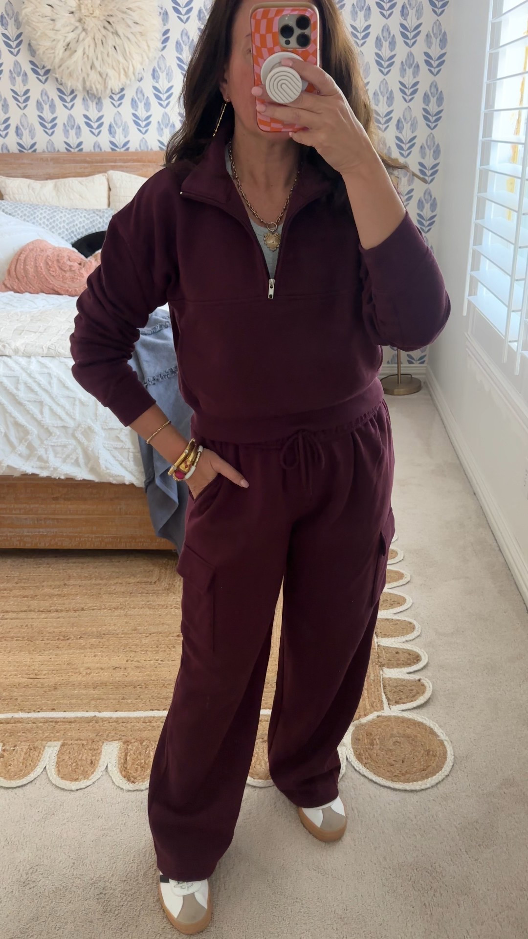 Small top, large pant. Both comfy, soft and just $13!! Several color options! 
.


#LTKOver40 #LTKSeasonal #LTKFindsUnder50