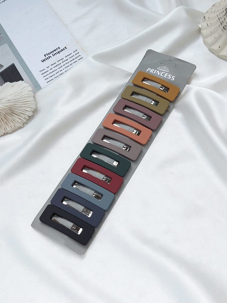 10pcs Solid Geometric Hair Clip | SHEIN