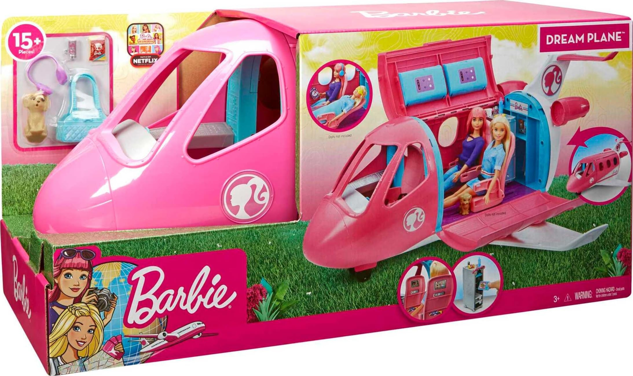 Barbie Dreamplane Airplane Toys Playset with 15+ Accessories Including Puppy, Snack Cart, Reclini... | Amazon (US)