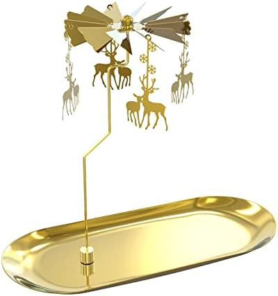 HEYLOURB Christmas Spinning Candle Holder,Gold Metal Spinning Flying Deer Tea Lights Candle Holde... | Amazon (US)