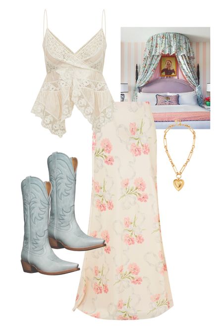 Nashville bachelorette trip / country concert / country music festival / floral skirt / cowboy boots
