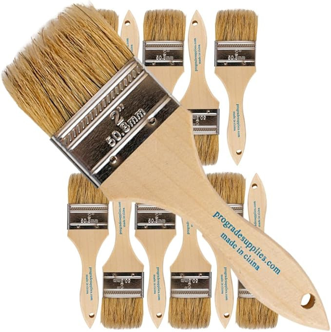 Pro Grade - Chip Paint Brushes - 12 Ea 2 Inch Chip Paint Brush Light Brown | Amazon (US)