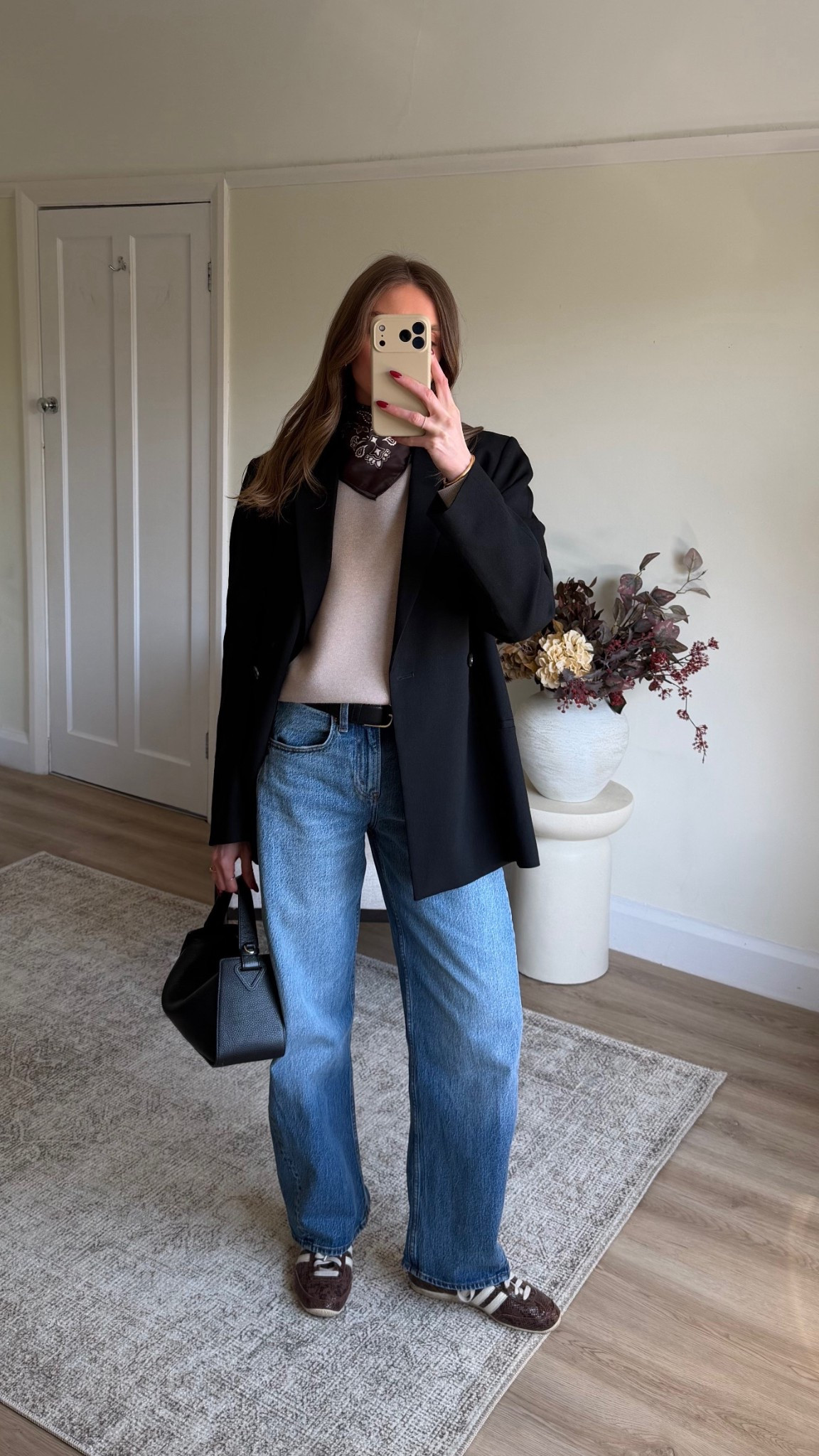 Styling barrel leg jeans - 20% off this exact pair: AFXLTK 
Toteme black blazer (sample sale purchase)
Unqilo sweater - small
25 Long in the high rise Abercrombie barrel leg jeans, I’m 5 ft 6
The Horse bag 
Adidas Japan trainers
TU neck scarf

#LTKxAFSale #LTKuk #LTKspring