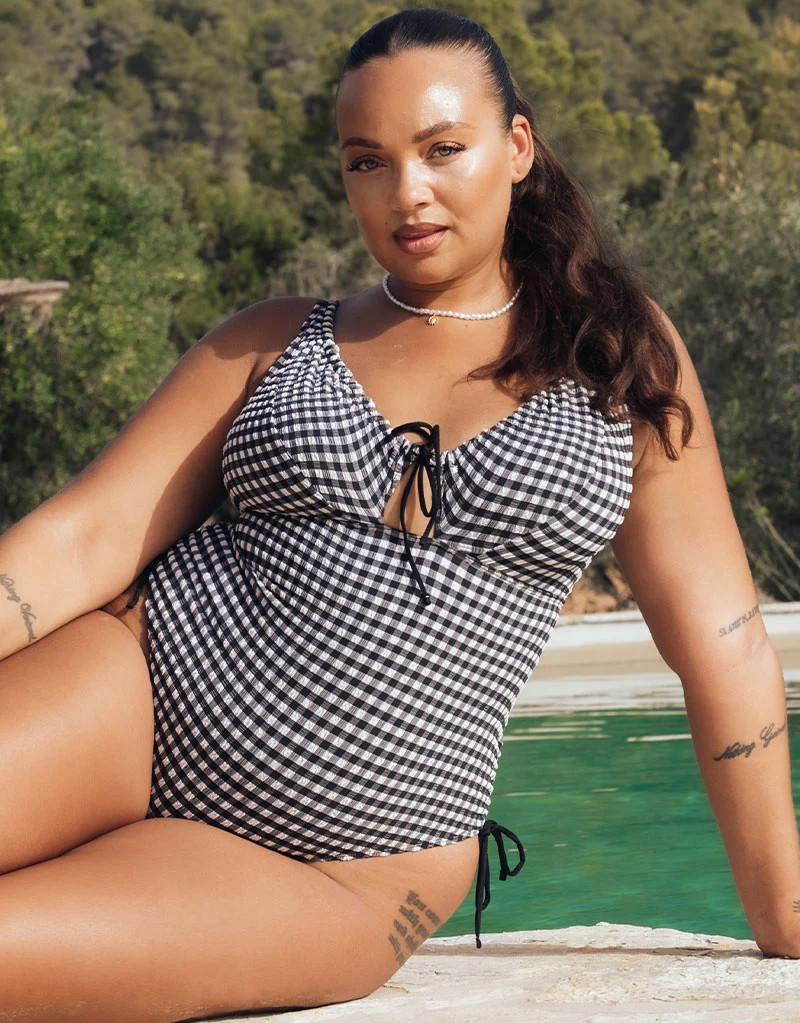 Curvy Kate Holiday Check Non Wired Swimsuit Black | Curvy Kate Ltd
