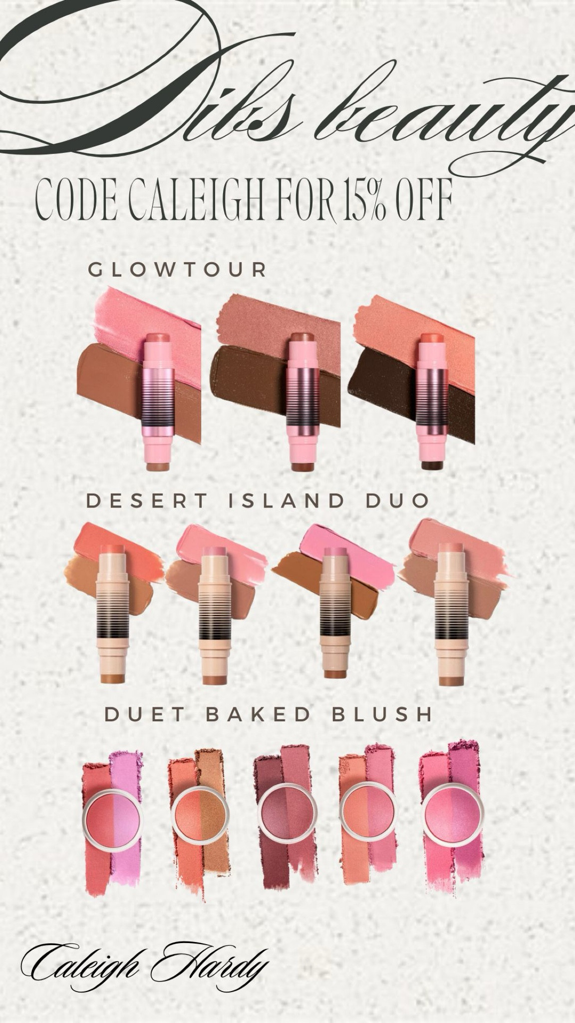 The best blush & bronzer duos🤗💋

Use code: CALEIGH for 15% off 

bronzer, blush, duet blush, cream bronzer, cream blush, natural makeup, dibs beauty, Caleigh Hardy 

#LTKBeauty #LTKFindsUnder100 #LTKFindsUnder50