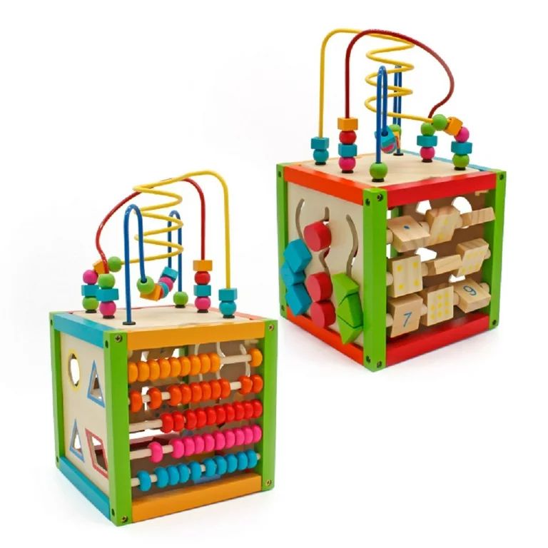 Wooden Activity Center Educational Toy, Wooden Kids Baby Activity Cube Developmental Early Educat... | Walmart (US)