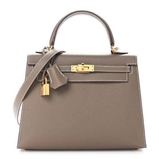 Epsom Kelly Sellier 25 Etoupe | FASHIONPHILE (US)