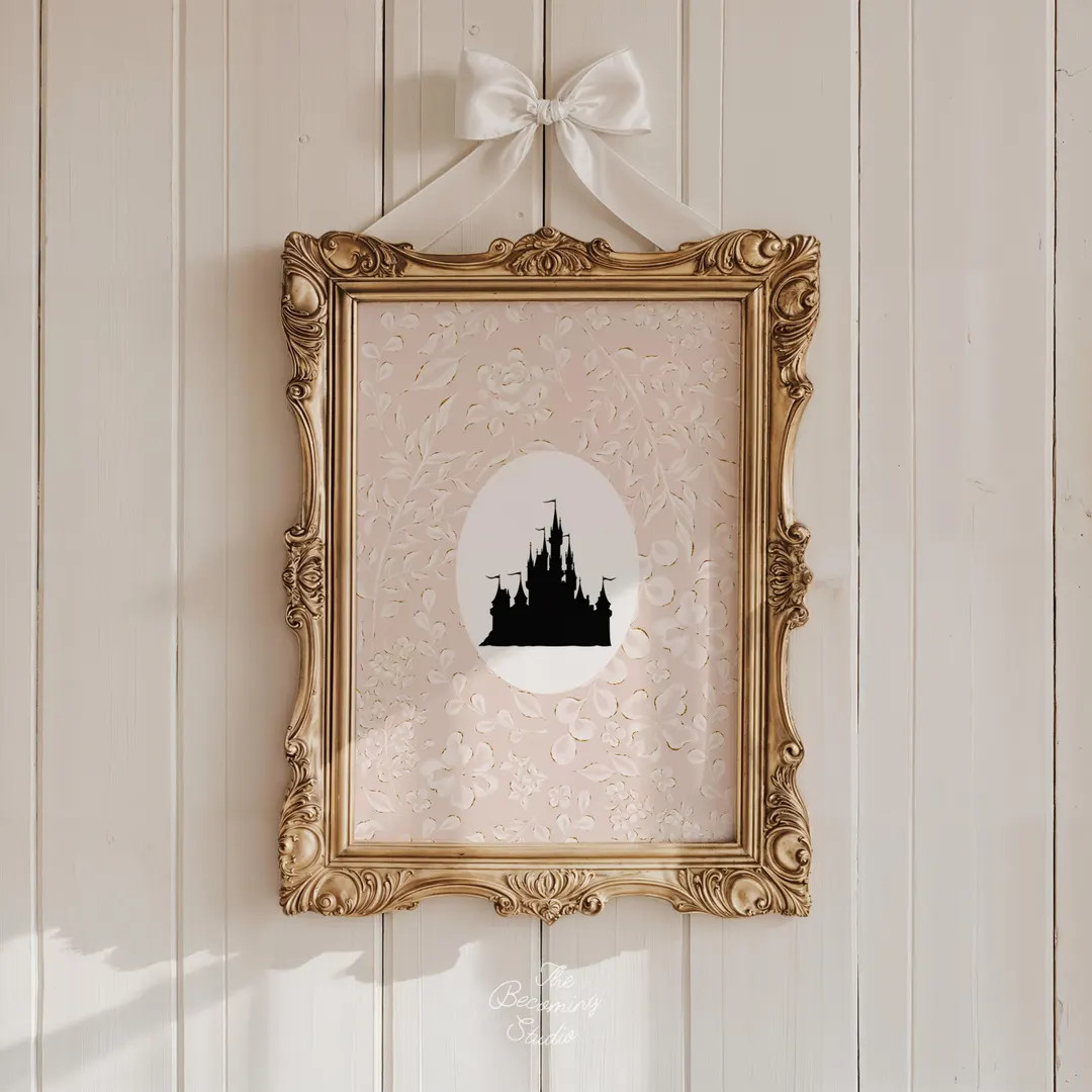 Princess Castle Nursery Art: Pink Gold Floral Silhouette (digital Download) - Etsy | Etsy (US)