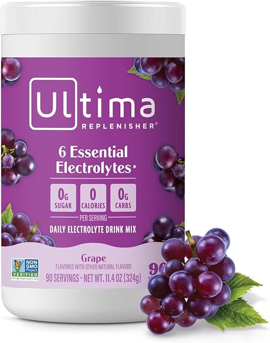 Ultima Replenisher Daily Electrolyte Powder Drink Mix – Sugar Free – Grape, 90 Servings – H... | Amazon (US)