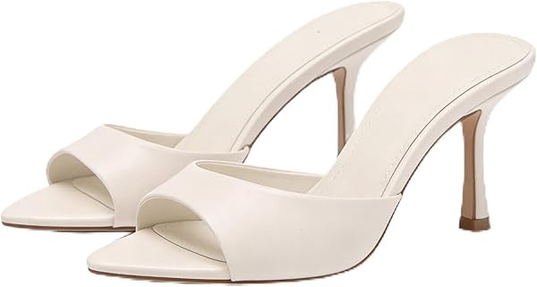 Riekhany High Heel Mules for Women Slip On Open Pointed Toe Classy Patent Leather Stiletto Pumps ... | Amazon (US)