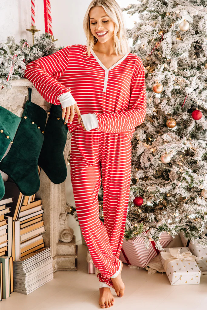 Let's Start Now Red Striped Lounge Set | The Mint Julep Boutique