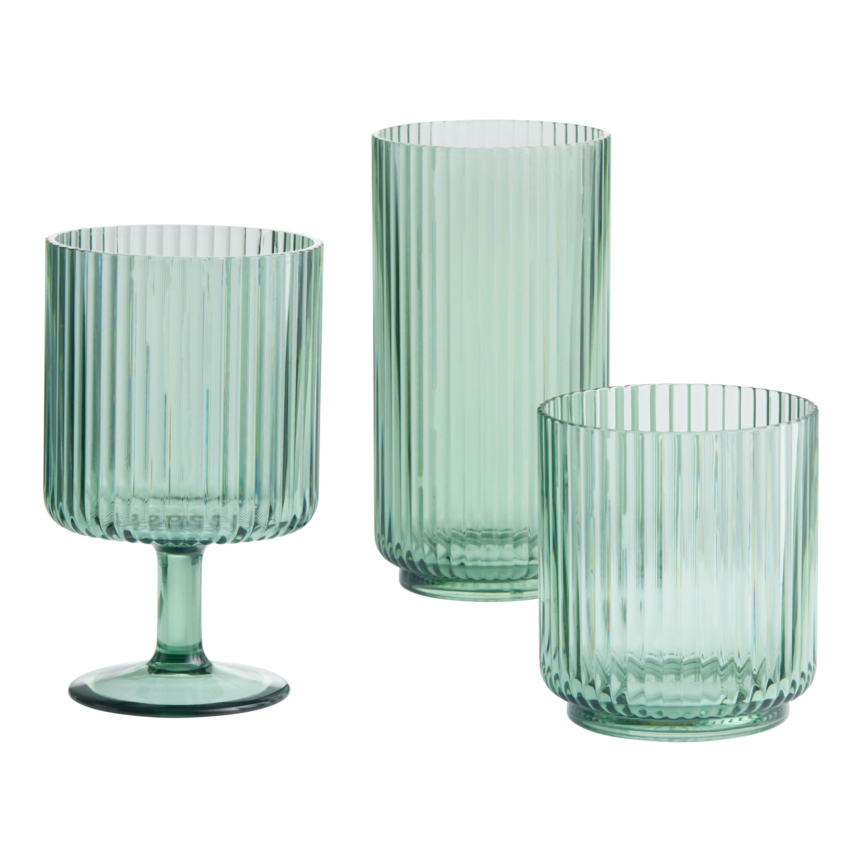 Mesa Green Ribbed Acrylic Bar Glass | World Market