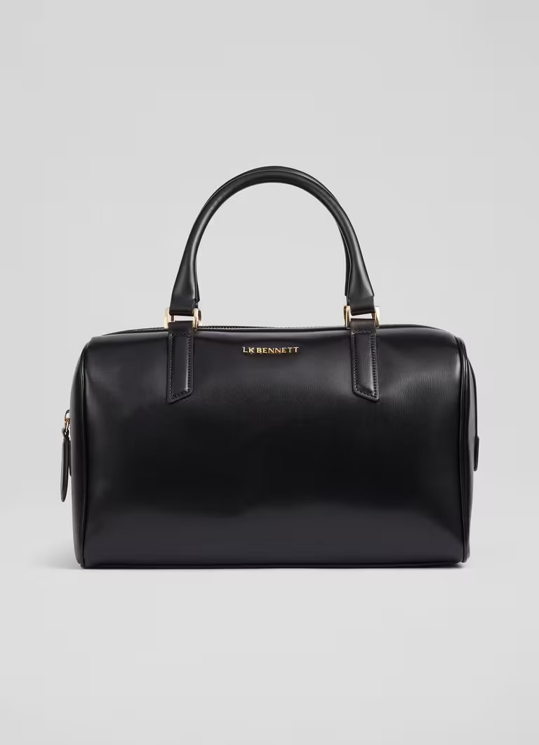 Fleur Black Leather Bowling Bag | L.K. Bennett (UK)