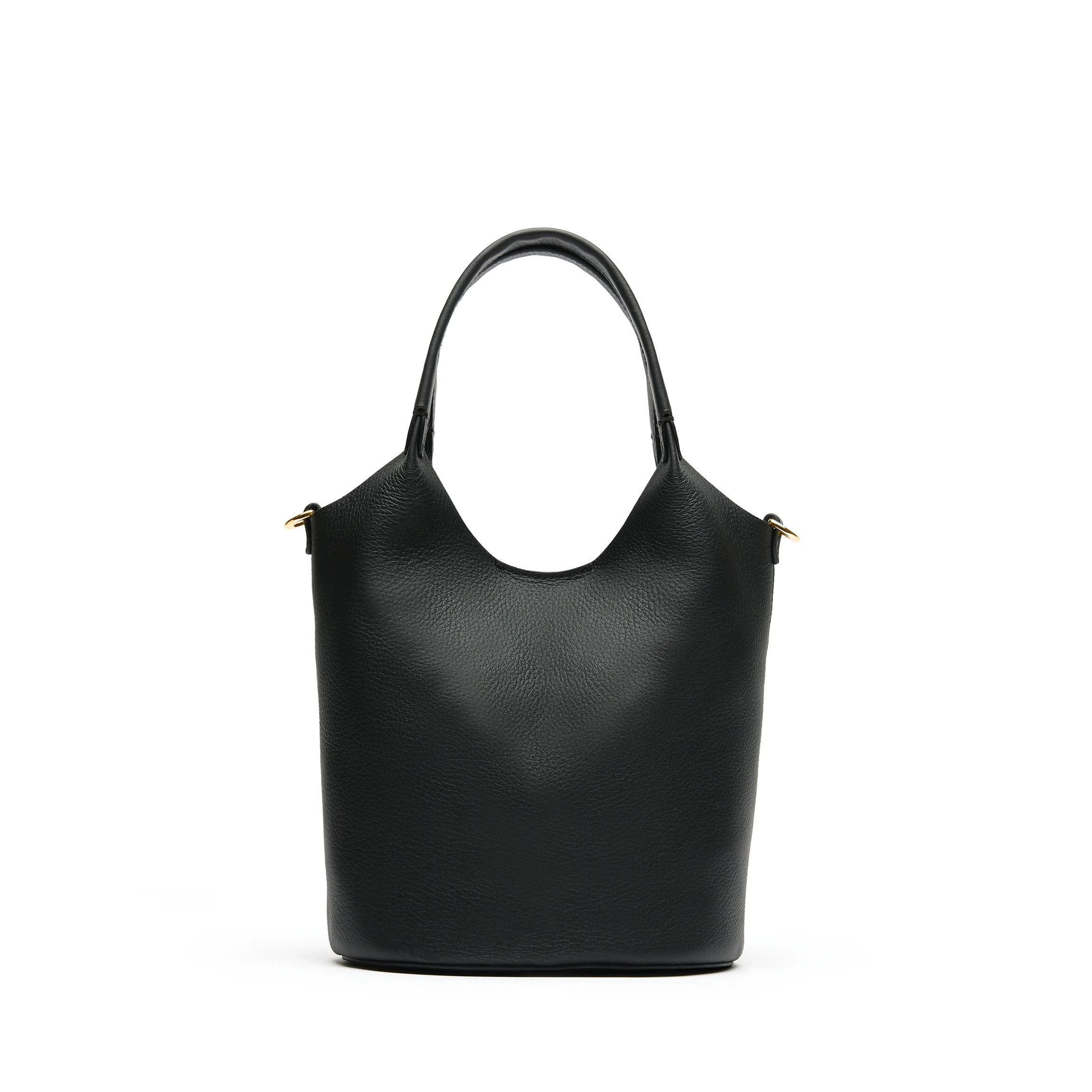 Mia Small Bucket Tote Black Pebble | Leatherology