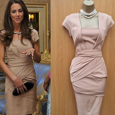UK 8 Reiss Beige Shola Bandage Pencil Dress Worn by Kate Middleton  | eBay | eBay US