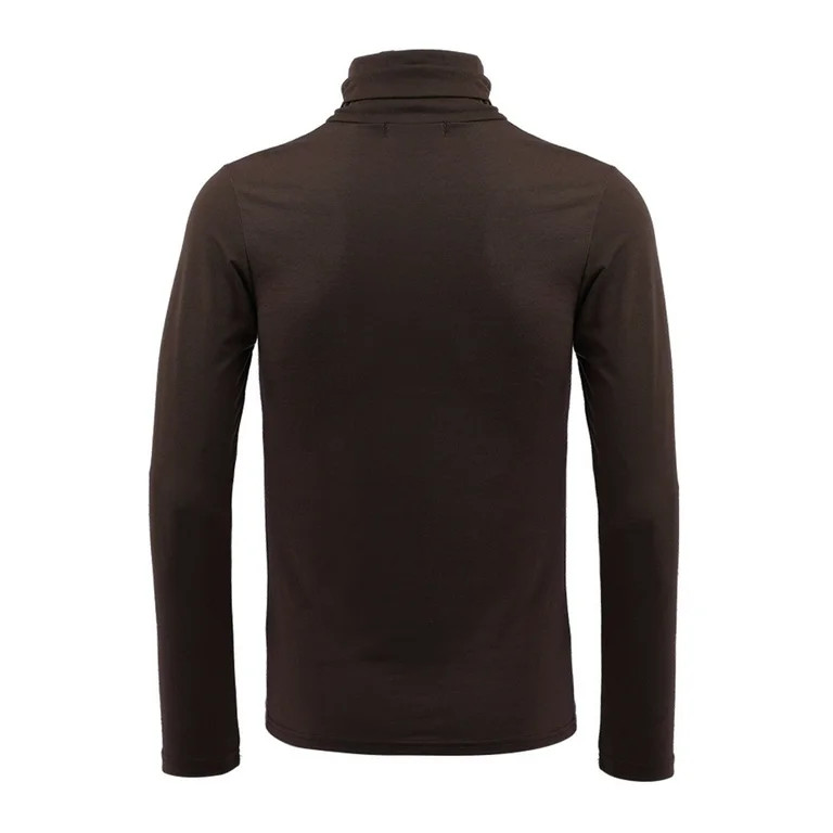 Unique Bargains Men's Pullover Lightweight Long Sleeve Top Turtleneck T-Shirt 36 Brown | Walmart (US)